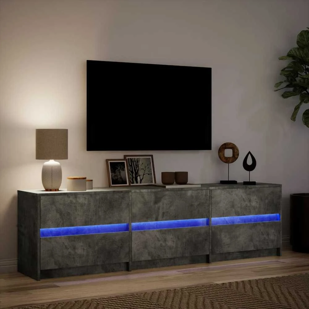 TV staliukas Televizoriaus spintelė su LED, pilka, 180x34x50cm, mediena