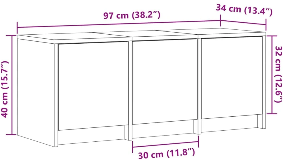 TV staliukas Televizoriaus spintelė su LED, pilka, 97x34x40cm, mediena