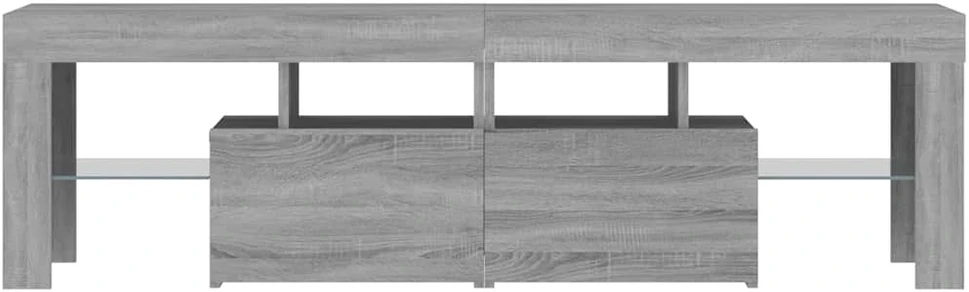 TV staliukas Televizoriaus spintelė su LED, pilka ąžuolo, 140x36,5x40cm