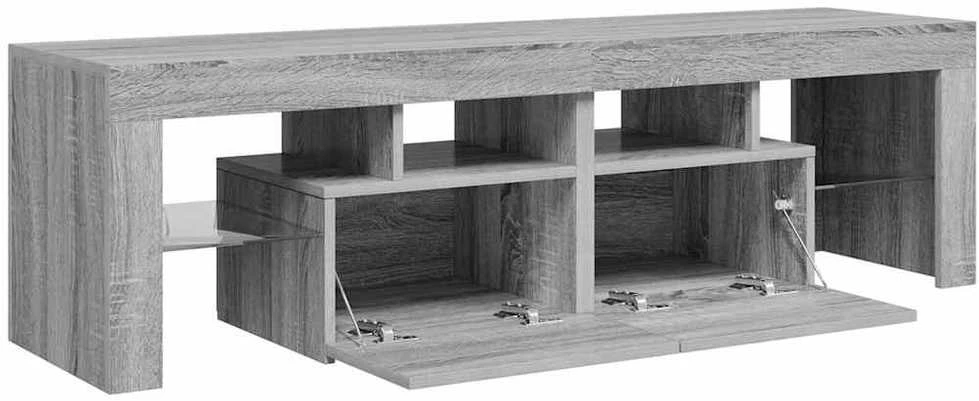 TV staliukas Televizoriaus spintelė su LED, pilka ąžuolo, 140x36,5x40cm