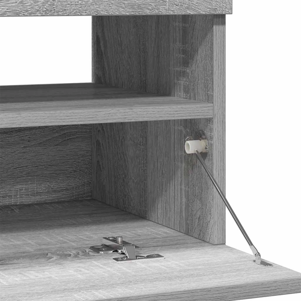 TV staliukas Televizoriaus spintelė su LED, pilka ąžuolo, 100x35x40cm