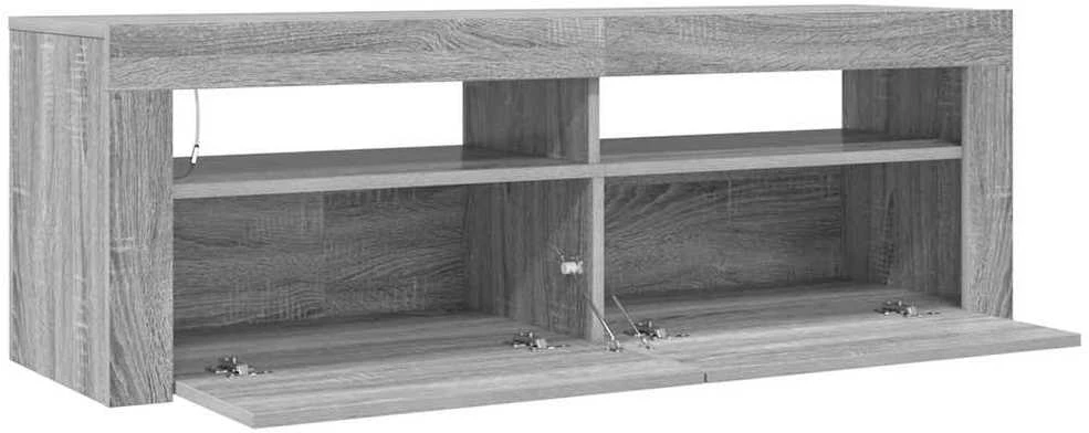 TV staliukas Televizoriaus spintelė su LED, pilka ąžuolo, 120x35x40cm