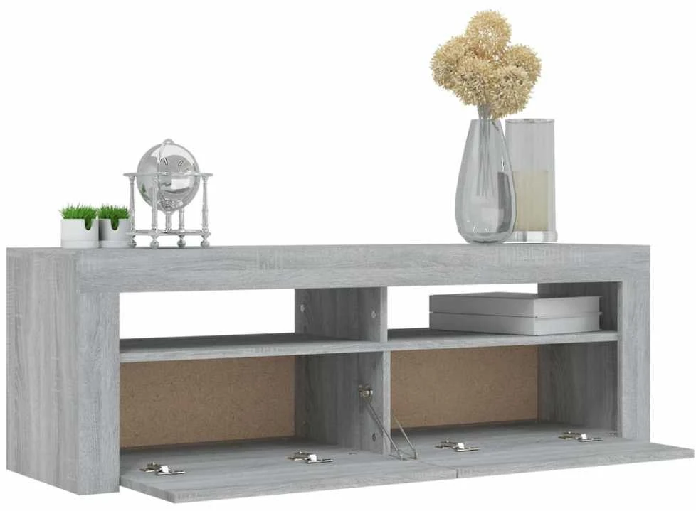 TV staliukas Televizoriaus spintelė su LED, pilka ąžuolo, 120x35x40cm