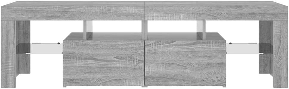 TV staliukas Televizoriaus spintelė su LED, pilka ąžuolo, 140x36,5x40cm