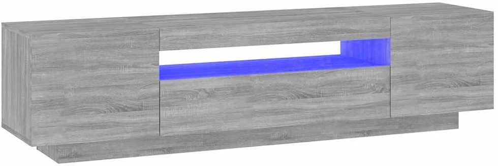 TV staliukas Televizoriaus spintelė su LED, pilka ąžuolo, 160x35x40cm