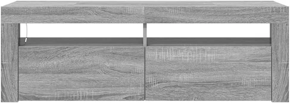 TV staliukas Televizoriaus spintelė su LED, pilka ąžuolo, 120x35x40cm