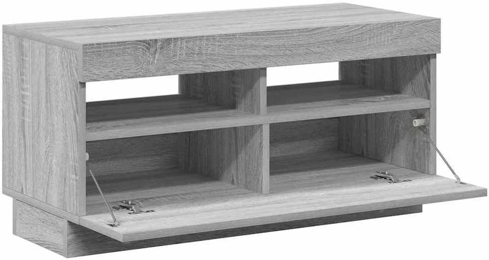 TV staliukas Televizoriaus spintelė su LED, pilka ąžuolo, 80x35x40cm