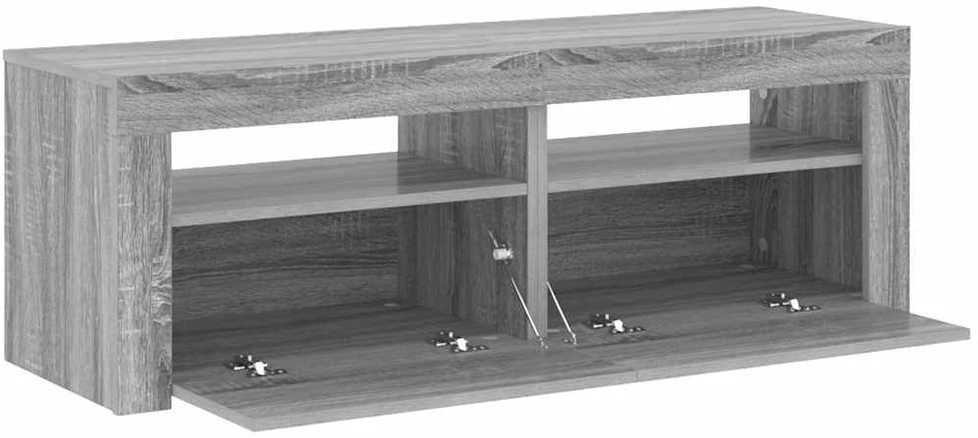 TV staliukas Televizoriaus spintelė su LED, pilka ąžuolo, 120x35x40cm
