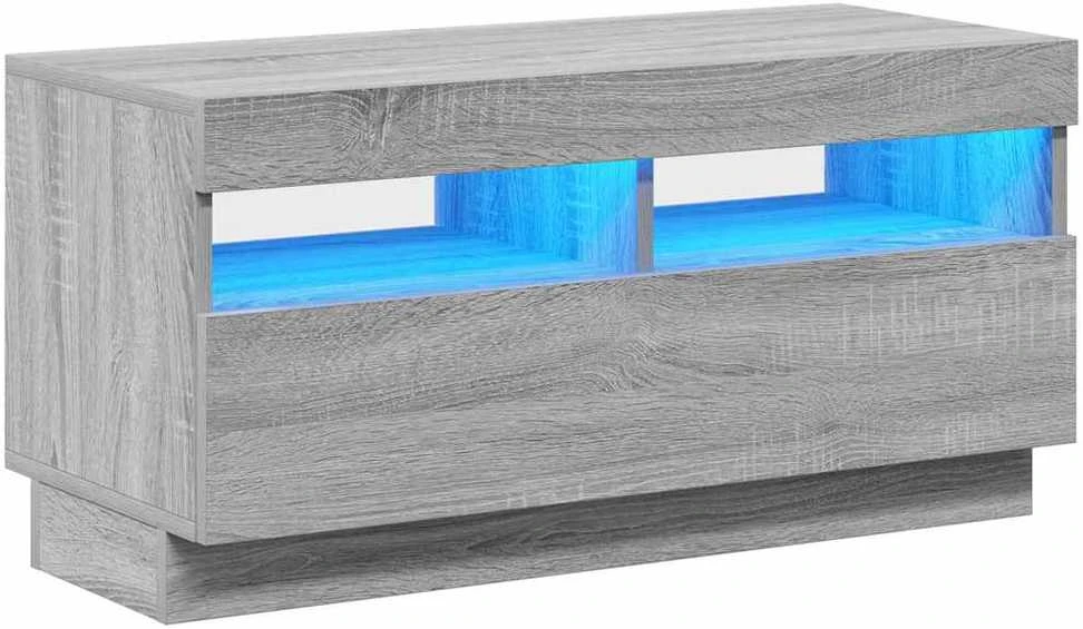 TV staliukas Televizoriaus spintelė su LED, pilka ąžuolo, 80x35x40cm