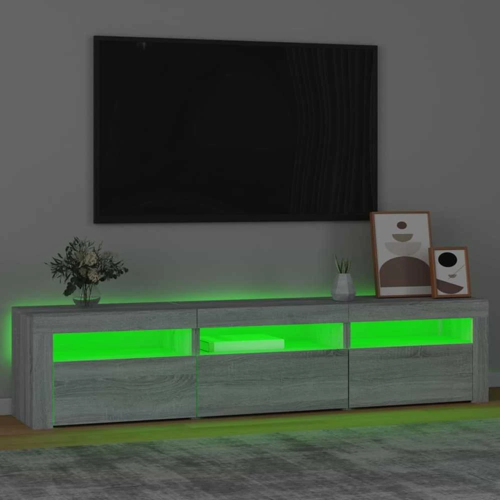 TV staliukas Televizoriaus spintelė su LED, pilka ąžuolo, 180x35x40cm