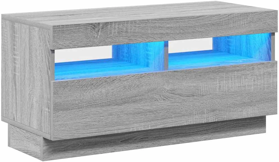 TV staliukas Televizoriaus spintelė su LED, pilka ąžuolo, 80x35x40cm