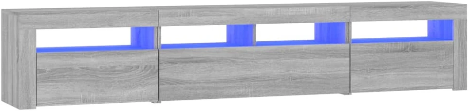 TV staliukas Televizoriaus spintelė su LED, pilka ąžuolo, 210x35x40cm