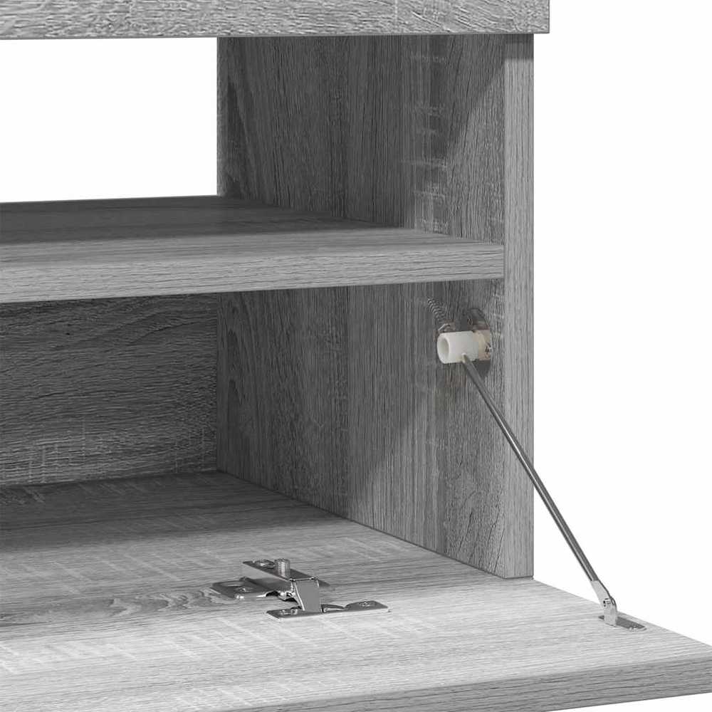 TV staliukas Televizoriaus spintelė su LED, pilka ąžuolo, 100x35x40cm