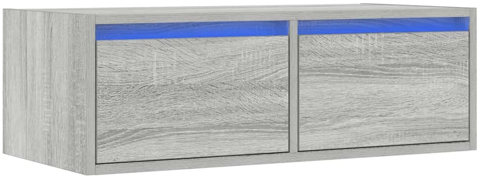 TV staliukas Televizoriaus spintelė su LED, pilka ąžuolo, 75x35,5x25 cm