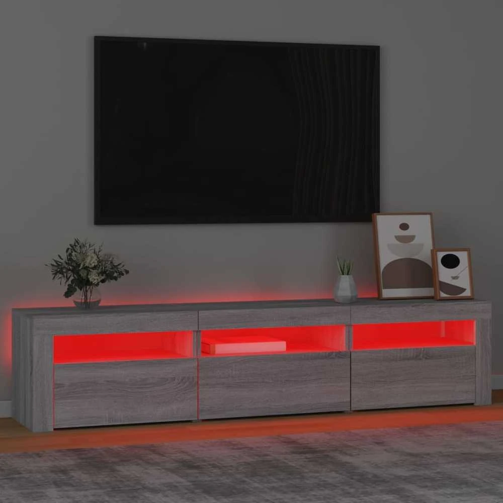 TV staliukas Televizoriaus spintelė su LED, pilka ąžuolo, 180x35x40cm