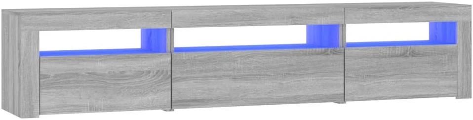 TV staliukas Televizoriaus spintelė su LED, pilka ąžuolo, 195x35x40cm