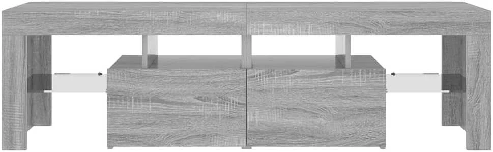 TV staliukas Televizoriaus spintelė su LED, pilka ąžuolo, 140x36,5x40cm