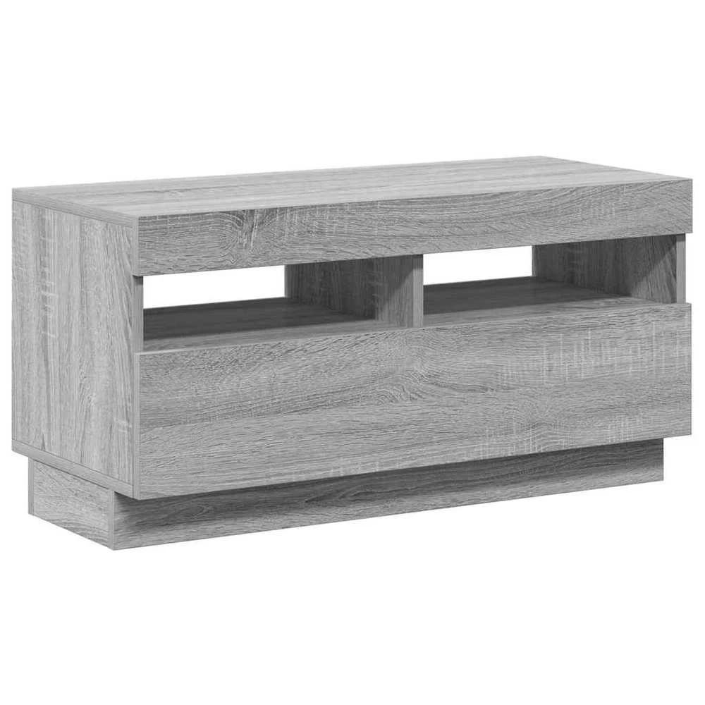 TV staliukas Televizoriaus spintelė su LED, pilka ąžuolo, 80x35x40cm