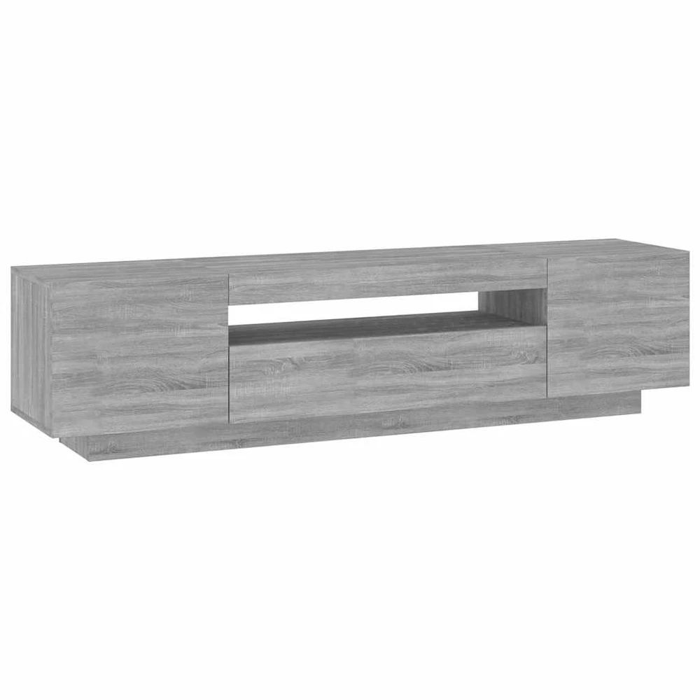 TV staliukas Televizoriaus spintelė su LED, pilka ąžuolo, 160x35x40cm