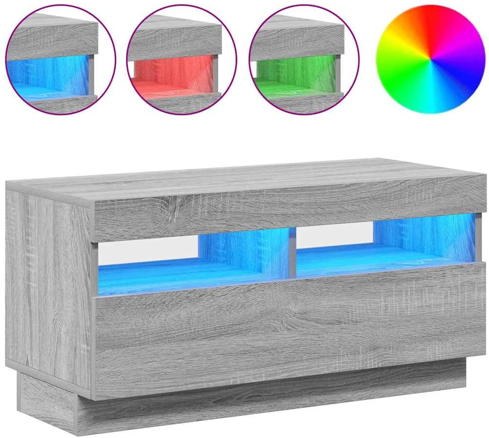 TV staliukas Televizoriaus spintelė su LED, pilka ąžuolo, 80x35x40cm