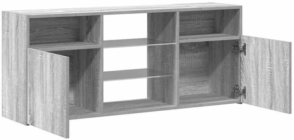 TV staliukas Televizoriaus spintelė su LED, pilka ąžuolo, 120x30x50cm