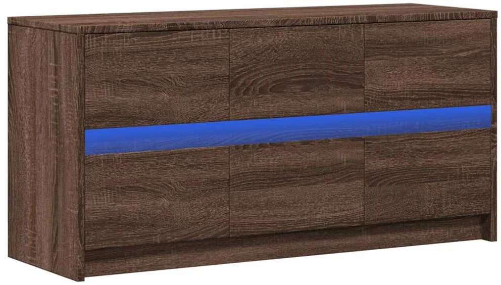 TV staliukas Televizoriaus spintelė su LED, ruda, 100x34x50cm, mediena
