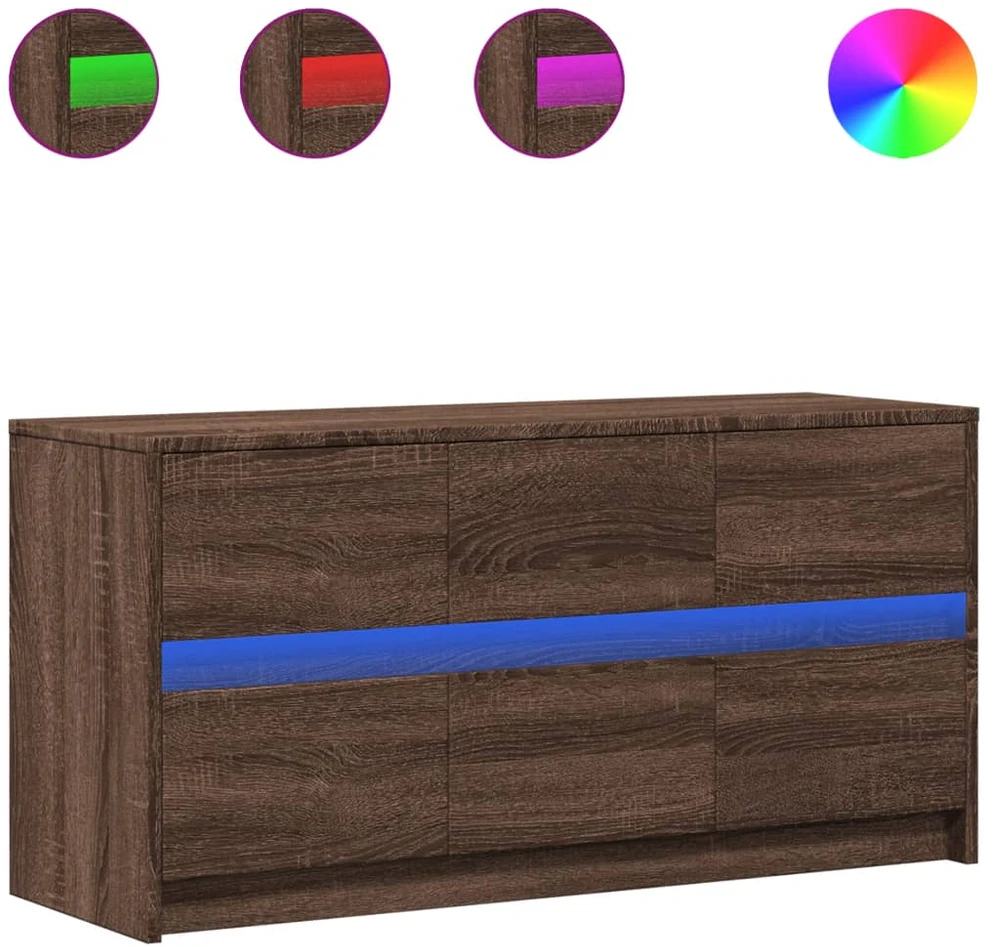 TV staliukas Televizoriaus spintelė su LED, ruda, 100x34x50cm, mediena