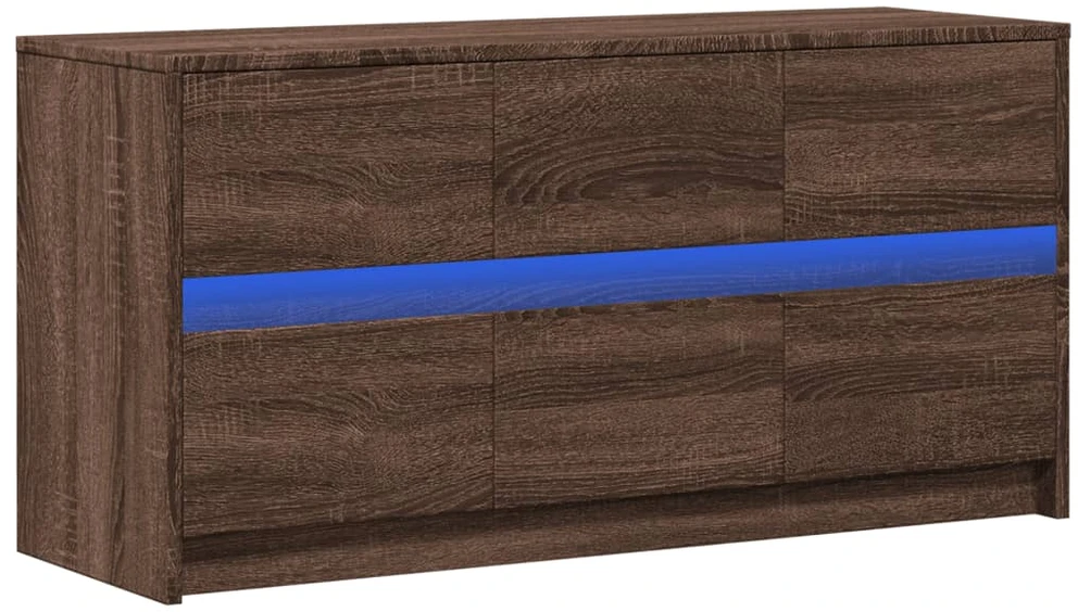 TV staliukas Televizoriaus spintelė su LED, ruda, 100x34x50cm, mediena