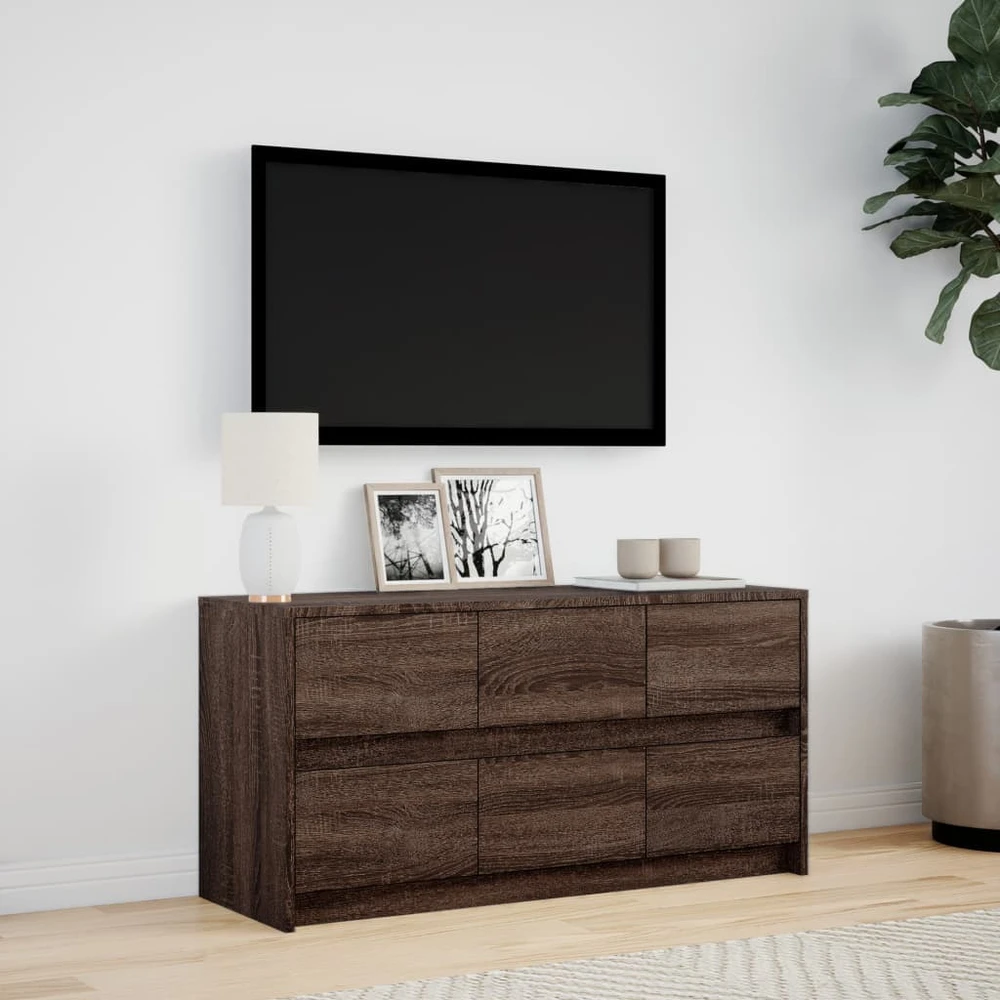 TV staliukas Televizoriaus spintelė su LED, ruda, 100x34x50cm, mediena