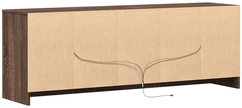 TV staliukas Televizoriaus spintelė su LED, ruda, 139,5x34x50cm, mediena