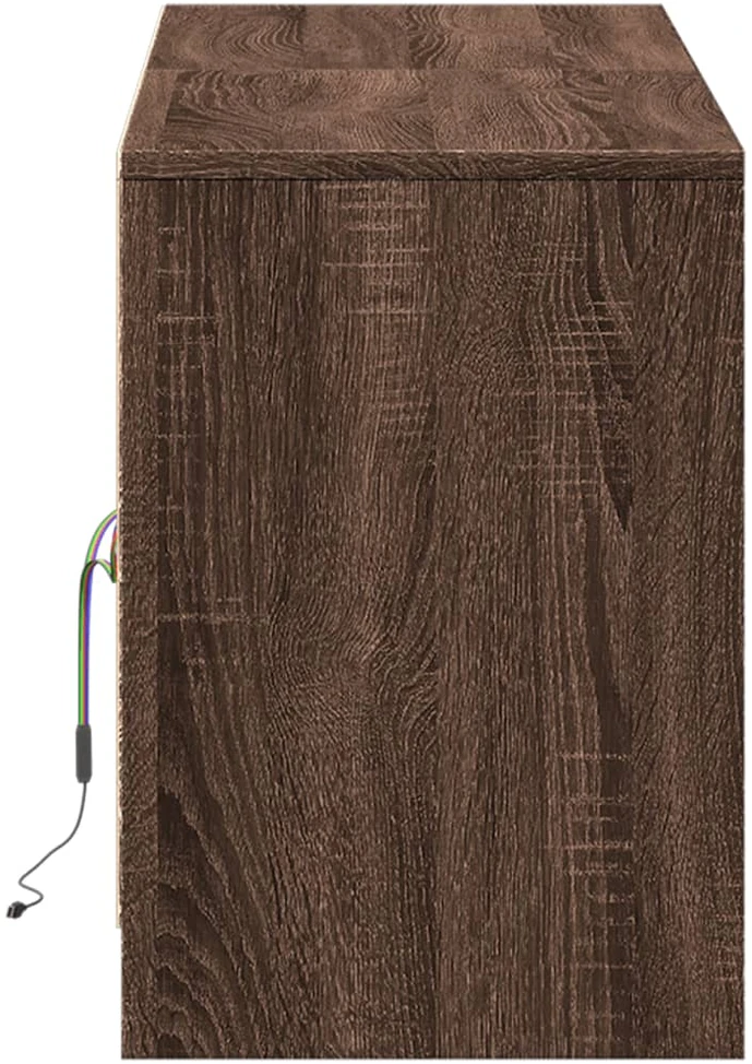 TV staliukas Televizoriaus spintelė su LED, ruda, 139,5x34x50cm, mediena