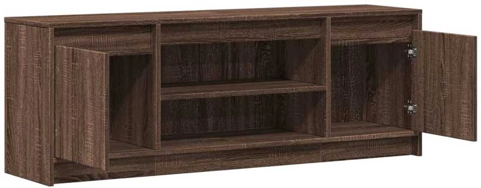 TV staliukas Televizoriaus spintelė su LED, ruda, 139,5x34x50cm, mediena