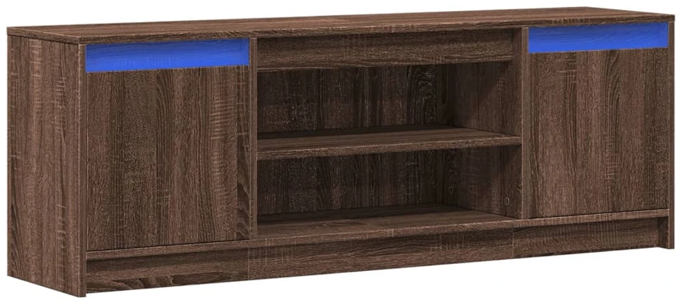 TV staliukas Televizoriaus spintelė su LED, ruda, 139,5x34x50cm, mediena