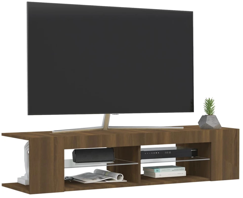 TV staliukas Televizoriaus spintelė su LED, ruda ąžuolo, 135x39x30cm