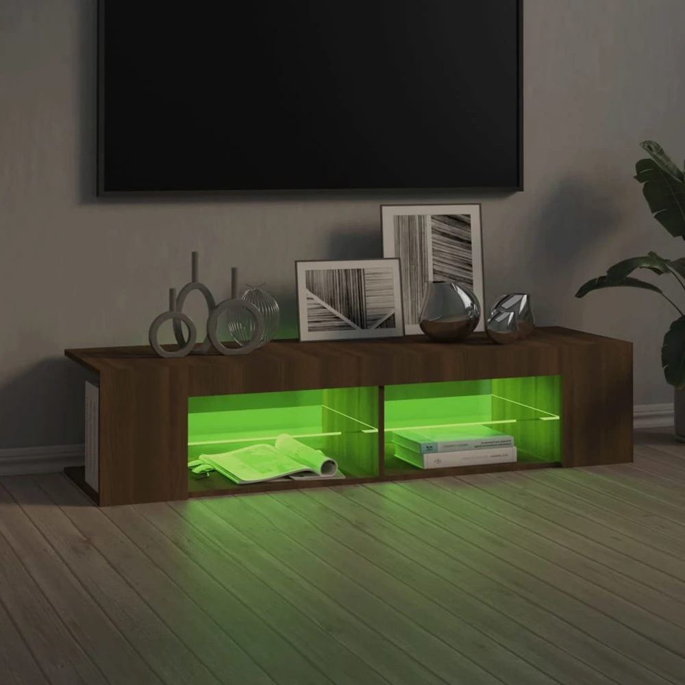TV staliukas Televizoriaus spintelė su LED, ruda ąžuolo, 135x39x30cm