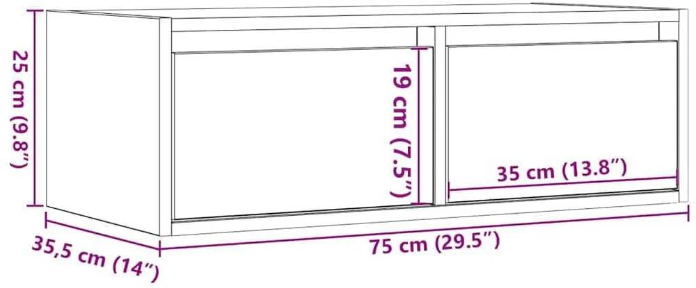 TV staliukas Televizoriaus spintelė su LED, ruda ąžuolo, 75x35,5x25 cm