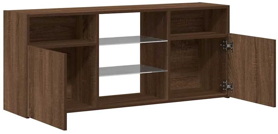 TV staliukas Televizoriaus spintelė su LED, ruda ąžuolo, 120x30x50cm