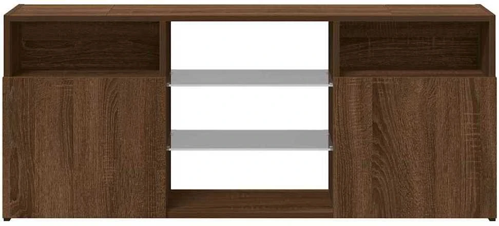 TV staliukas Televizoriaus spintelė su LED, ruda ąžuolo, 120x30x50cm