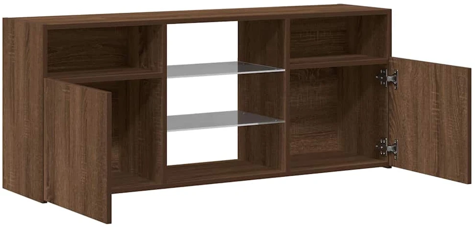 TV staliukas Televizoriaus spintelė su LED, ruda ąžuolo, 120x30x50cm