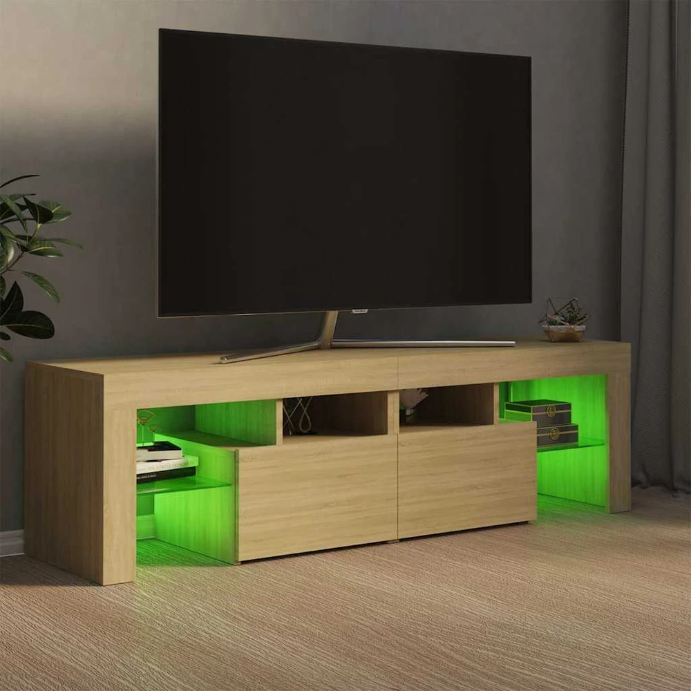 TV staliukas Televizoriaus spintelė su LED, sonoma ąžuolo, 140x36,5x40cm