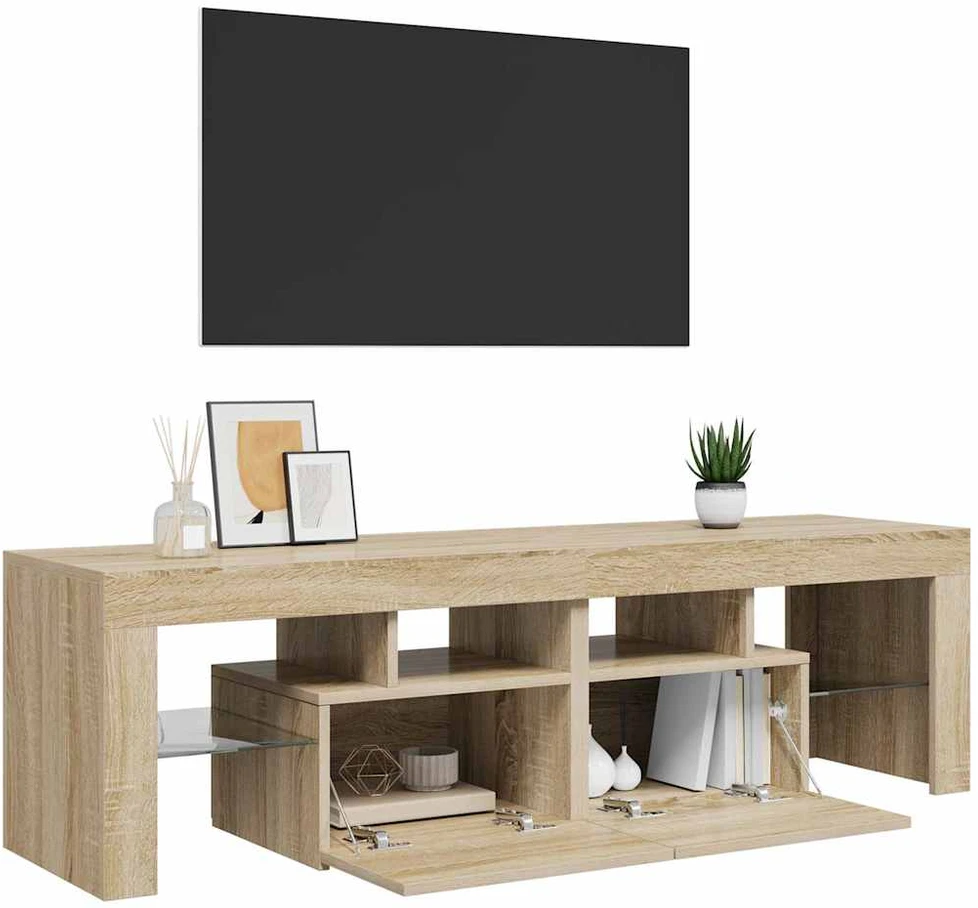 TV staliukas Televizoriaus spintelė su LED, sonoma ąžuolo, 140x36,5x40cm