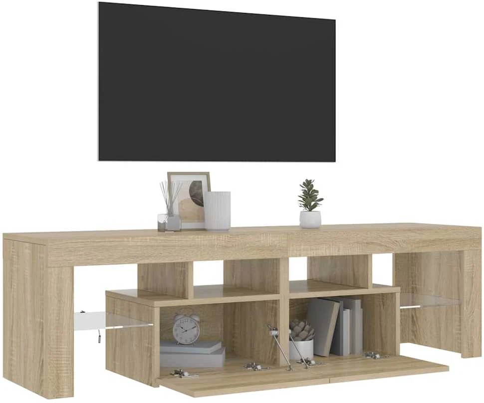 TV staliukas Televizoriaus spintelė su LED, sonoma ąžuolo, 140x36,5x40cm