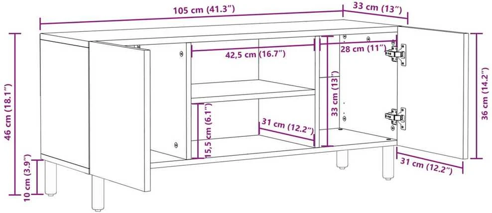 Televizoriaus spintelė Baltos skalbimo apdaila 105 x 33 x 46 cm