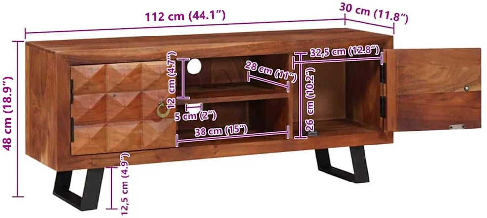 Televizoriaus spintelė su lentyna honey ruda 112 x 30 x 48 cm