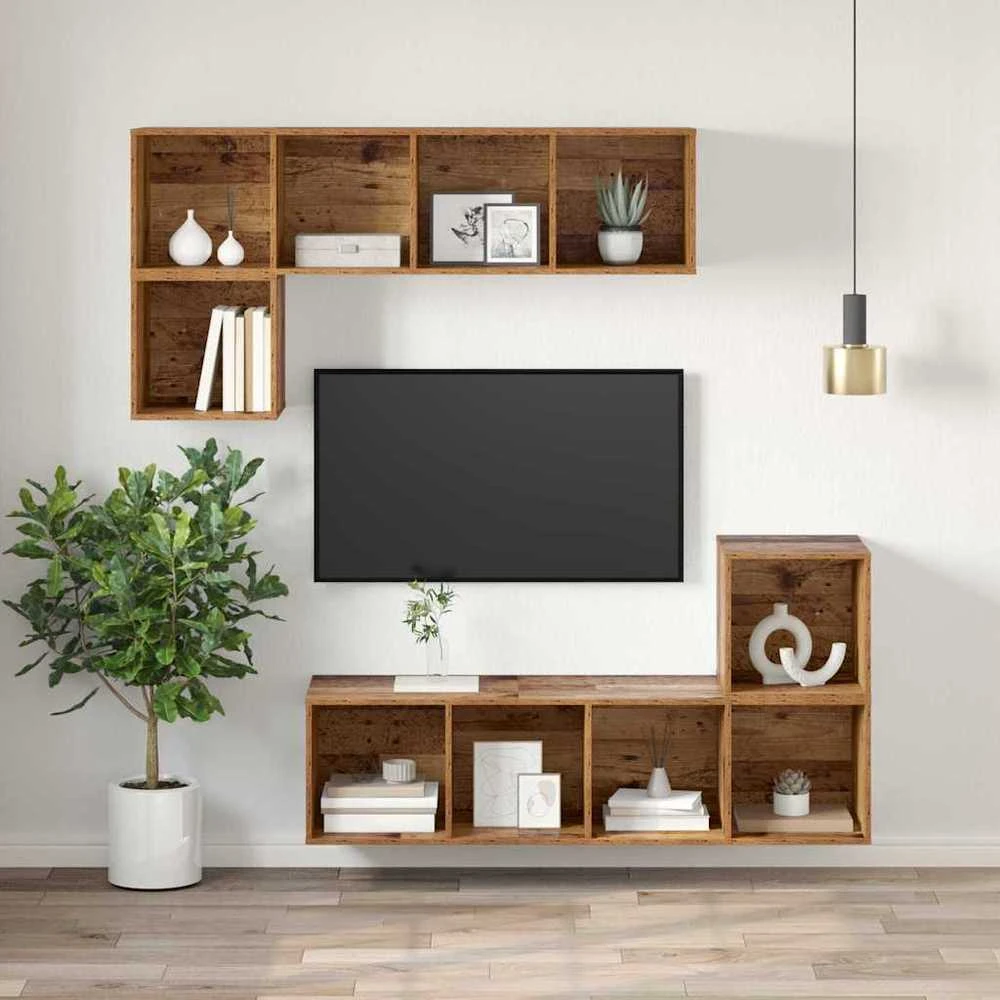 TV staliukas TV spintelių komplektas 37 x 37 x 107 cm Senovinis medis