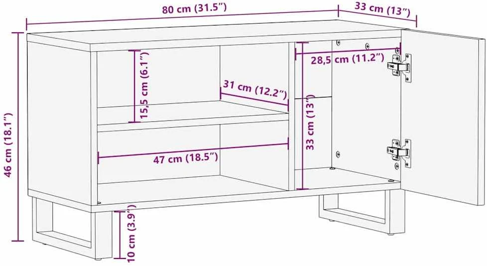 Televizoriaus spintelė Ruda 80 x 33 x 46 cm Kietas mango medis