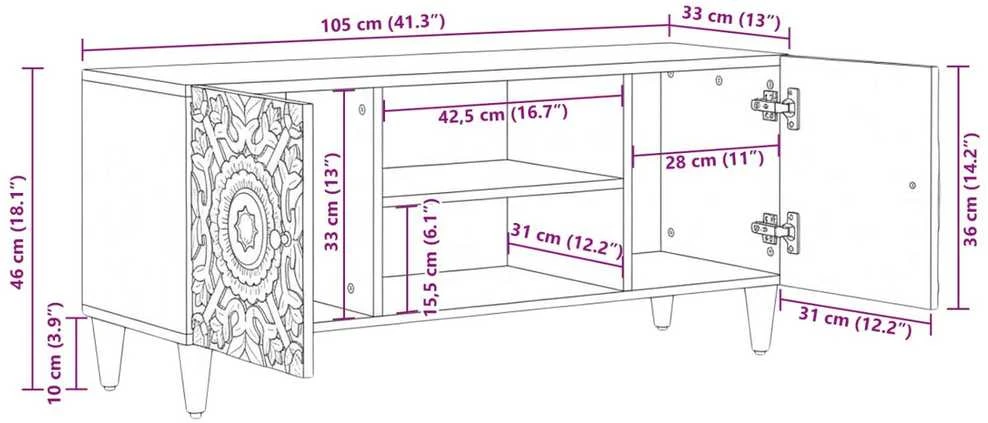 Televizoriaus spintelė Ruda 105 x 33,5 x 46 cm
