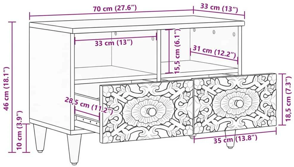 Televizoriaus spintelė Ruda 70 x 33,5 x 46 cm
