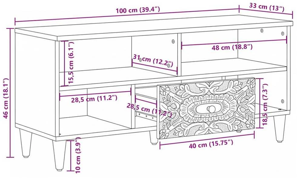 Televizoriaus spintelė Balta 100 x 33,5 x 46 cm