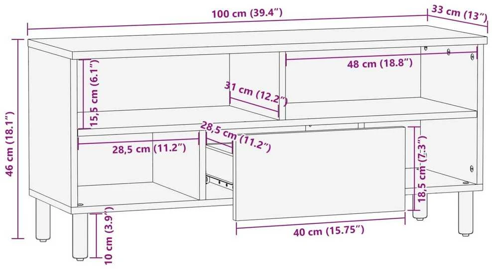 Televizoriaus spintelė Baltos skalbimo apdaila 100 x 33 x 46 cm